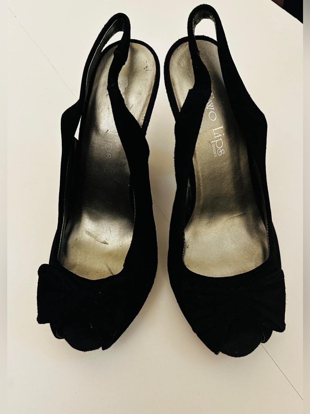 Heels*Platform~Peep Toe Heels with Bow~Black*Two Lips*Sz~6*Vintage*90’s*pin-up*